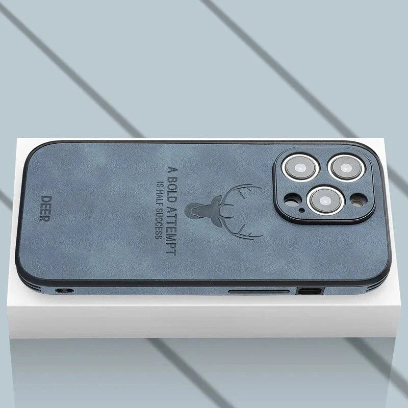 Phone Case Genuine Suede Shock-Absorbing Silicone Raised Camera Edge
