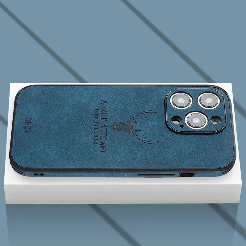 Phone Case Genuine Suede Shock-Absorbing Silicone Raised Camera Edge