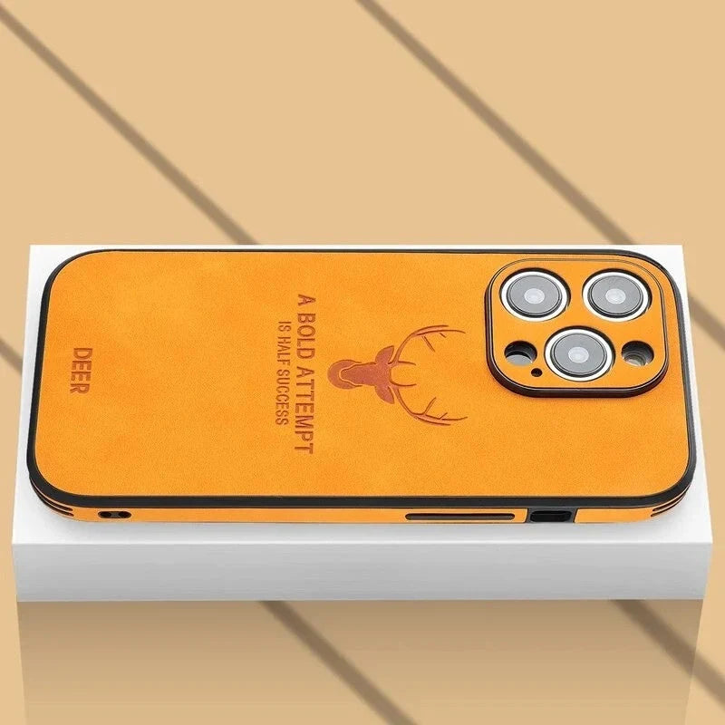 Phone Case Genuine Suede Shock-Absorbing Silicone Raised Camera Edge