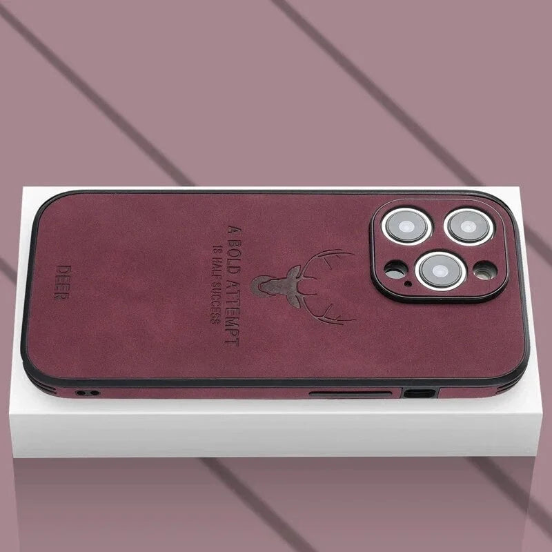 Phone Case Genuine Suede Shock-Absorbing Silicone Raised Camera Edge