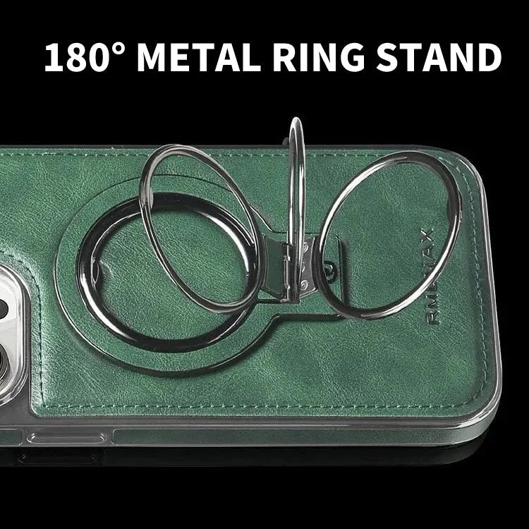 Phone Case Leather Foldable Kickstand & Magnetic Ring