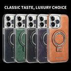 Phone Case Leather Foldable Kickstand & Magnetic Ring