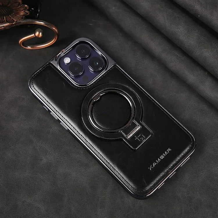 Phone Case Leather Foldable Kickstand & Magnetic Ring