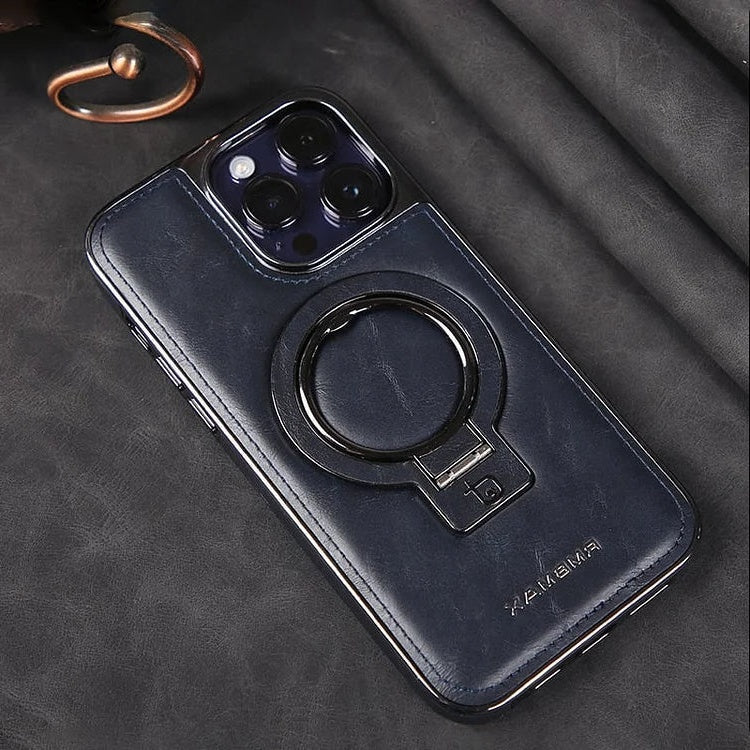 Phone Case Leather Foldable Kickstand & Magnetic Ring