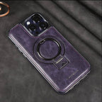Phone Case Leather Foldable Kickstand & Magnetic Ring