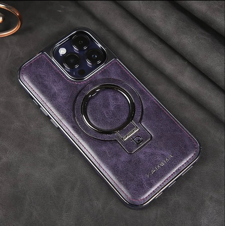Phone Case Leather Foldable Kickstand & Magnetic Ring