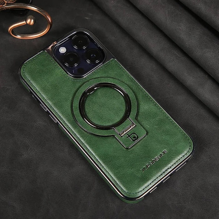 Phone Case Leather Foldable Kickstand & Magnetic Ring