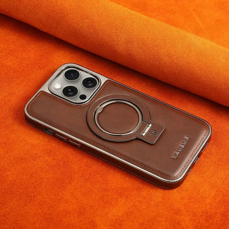 Phone Case Leather Foldable Kickstand & Magnetic Ring