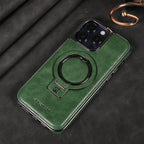 Phone Case Leather Foldable Kickstand & Magnetic Ring