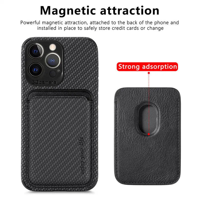 Phone Case Magnetic Card Pocket Wireless Charging Compatible