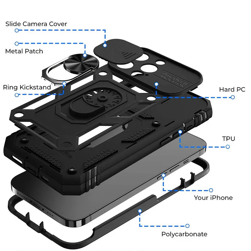 Phone Case Magnetic Kickstand & Sliding Camera Cover