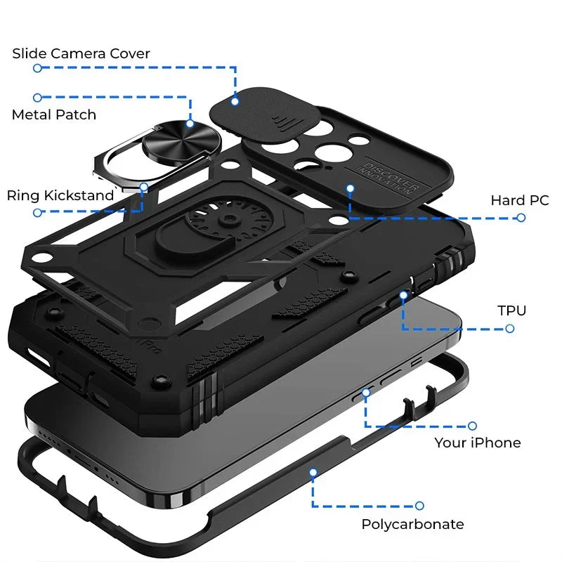 Phone Case Magnetic Kickstand & Sliding Camera Cover