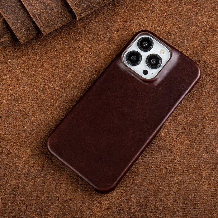 Phone Case Oil-Wax Leather Shock-Absorbing & MagSafe Compatible