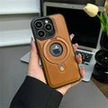 Phone Case Premium Leather MagSafe Compatible Ring Stand