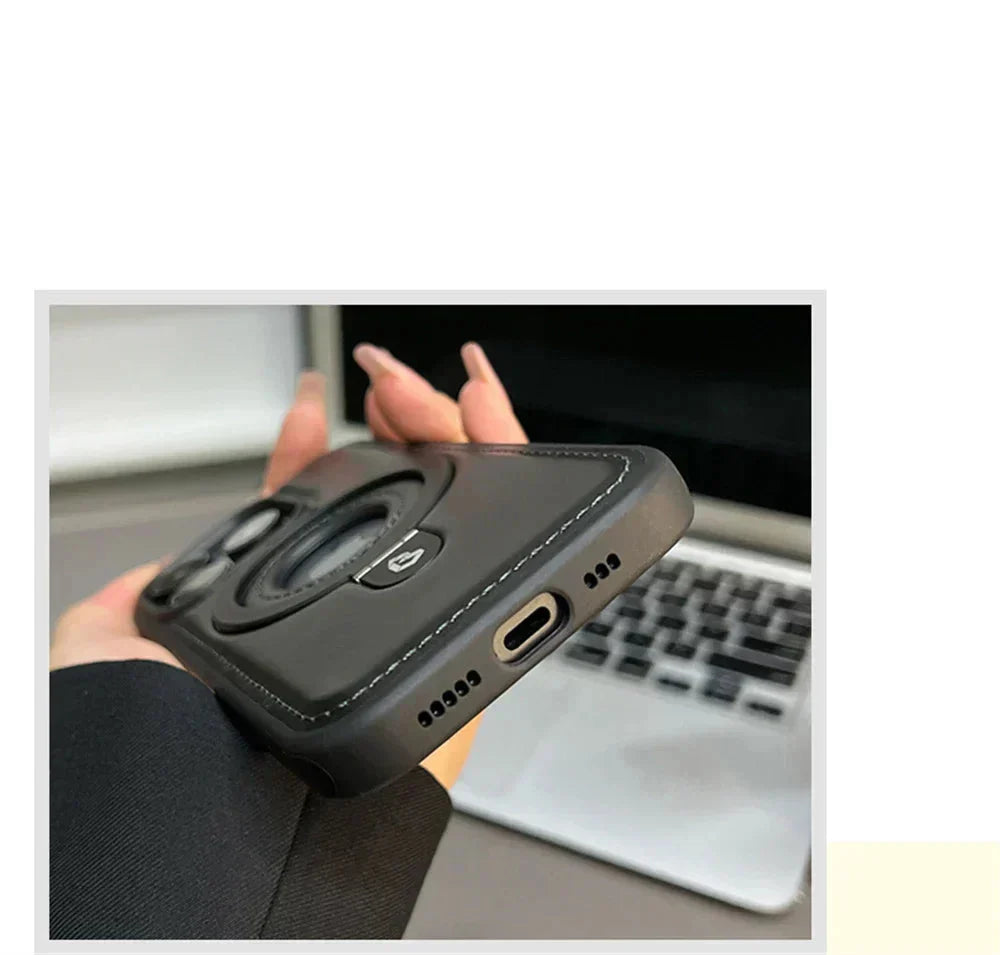 Phone Case Premium Leather MagSafe Compatible Ring Stand