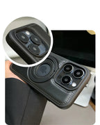 Phone Case Premium Leather MagSafe Fold-Out Ring Stand