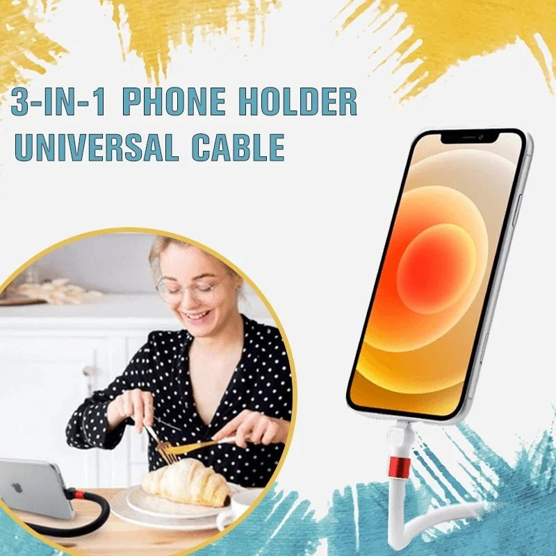 Phone Charging Cable 3-in-1 Fast Charging & Adjustable Stand