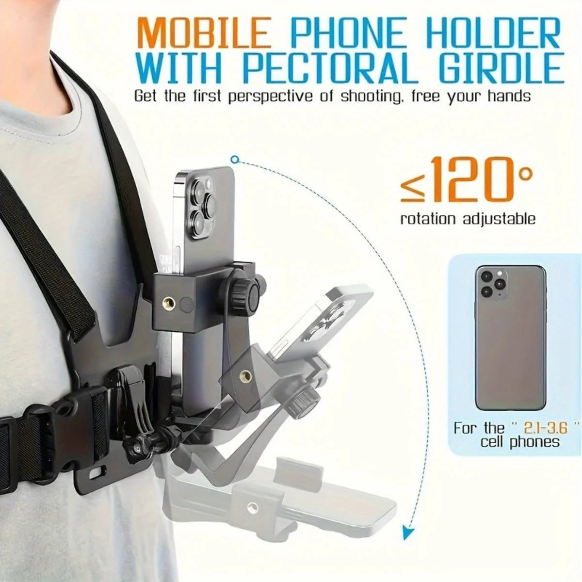 Phone Chest Mount Adjustable Straps Smartphones & Action Cameras