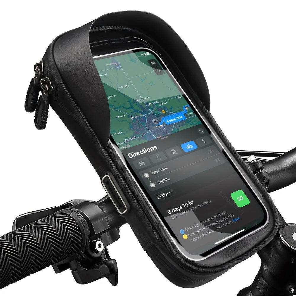 Phone Holder Handlebar Mount Waterproof 360-Degree Fits 4.5-6.4 Inch