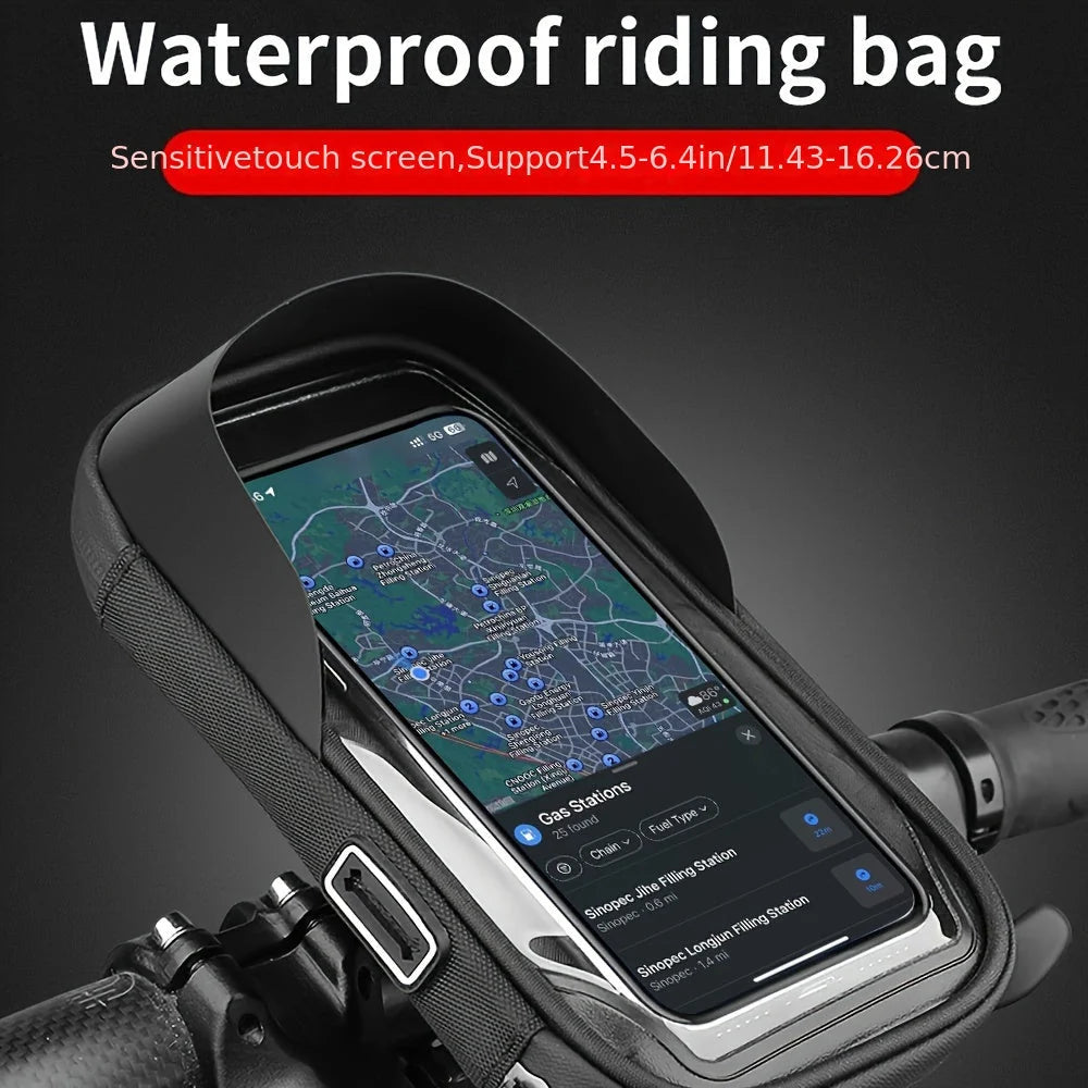 Phone Holder Handlebar Mount Waterproof 360-Degree Fits 4.5-6.4 Inch