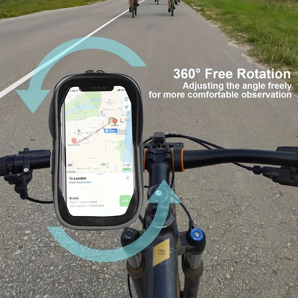 Phone Holder Handlebar Mount Waterproof 360-Degree Fits 4.5-6.4 Inch