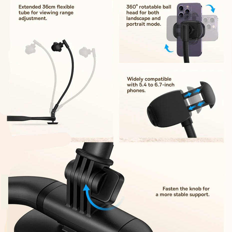 Phone Holder Wearable Flexible 14-Inch 360° Aluminum Core