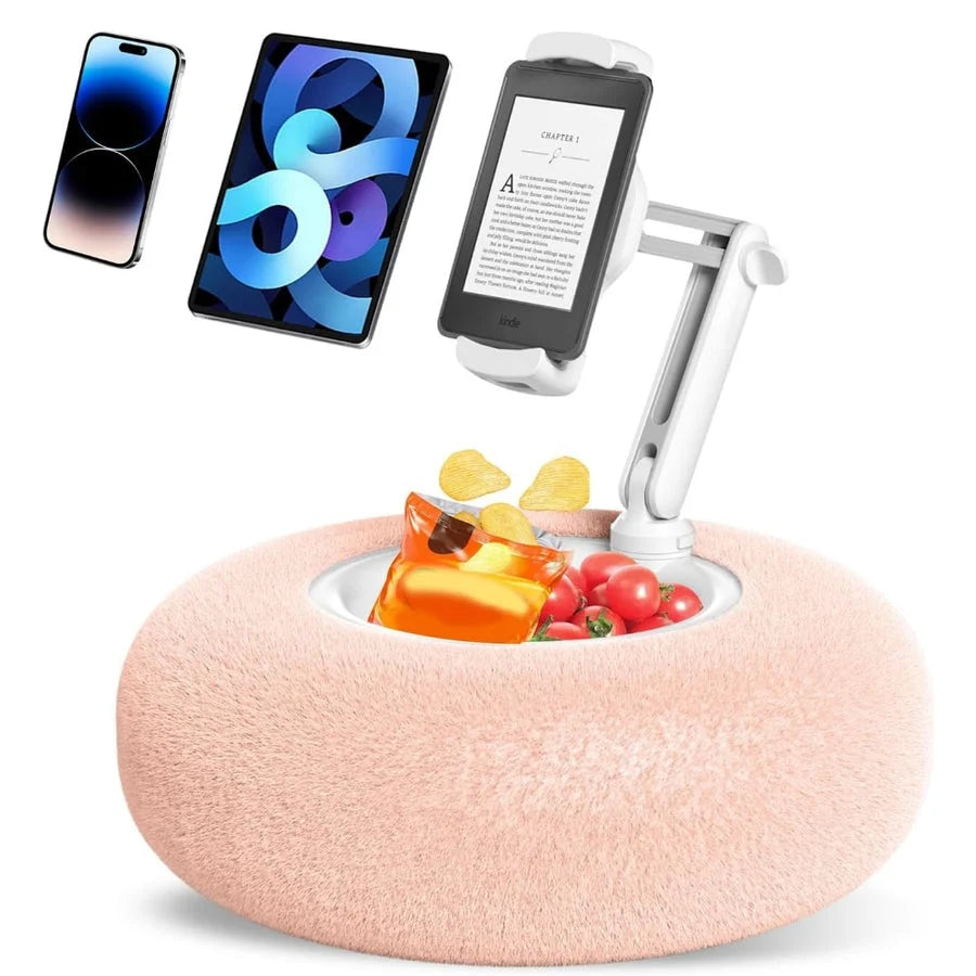 Phone Pillow Holder Hands-Free Plush Snack Bowl