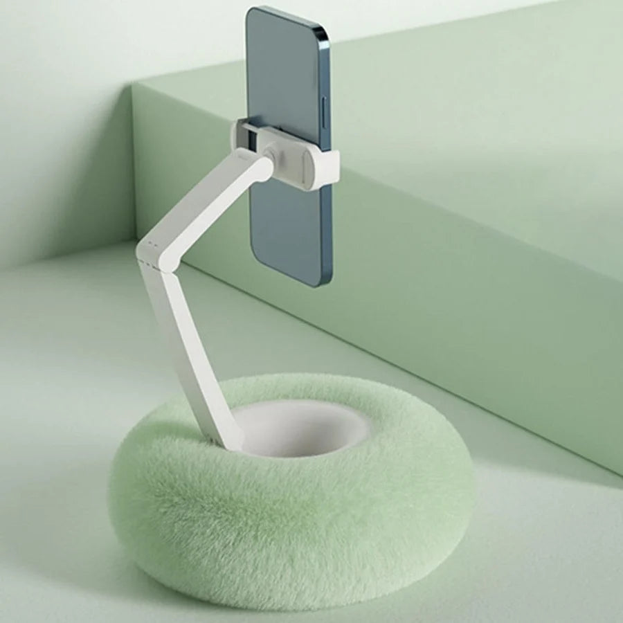 Phone Pillow Holder Plush Ergonomic Adjustable Slot & Snack Bowl