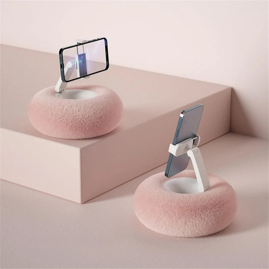 Phone Pillow Holder Plush Ergonomic Adjustable Slot & Snack Bowl