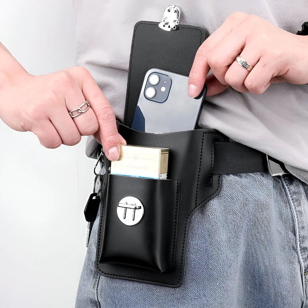 Phone Pouch Slim Faux Leather Belt Attachment