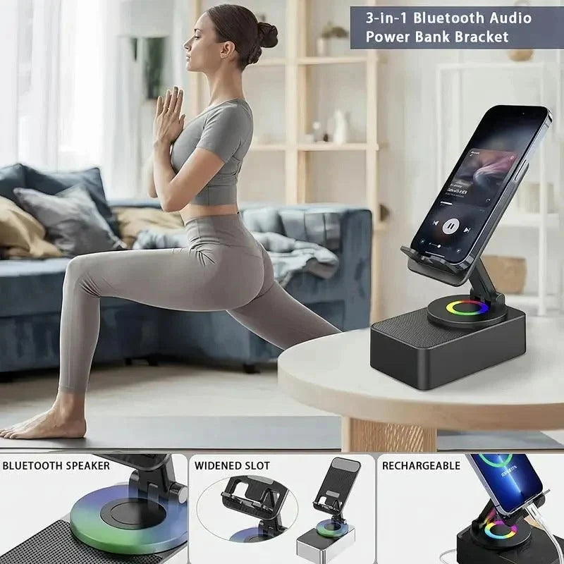 Phone Stand Foldable Wireless Speaker & 1500mAh Power Bank