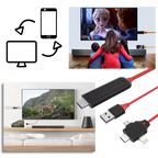 Phone-To-TV HDMI Adapter Lightning USB-C Micro With Power Cable