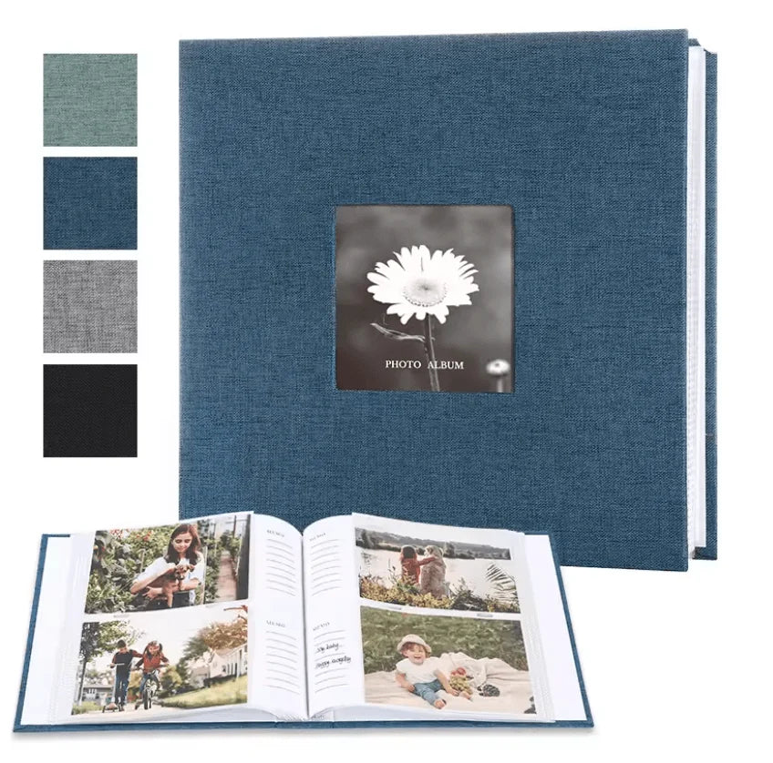Photo Album Linen Cover Writable Acid-Free Pages