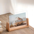 Photo Holder Acrylic Vertical & Horizontal Solid Wood Base