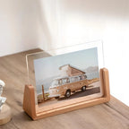 Photo Holder Acrylic Vertical & Horizontal Solid Wood Base