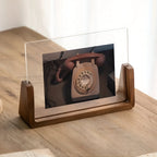 Photo Holder Acrylic Vertical & Horizontal Solid Wood Base