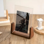 Photo Holder Acrylic Vertical & Horizontal Solid Wood Base
