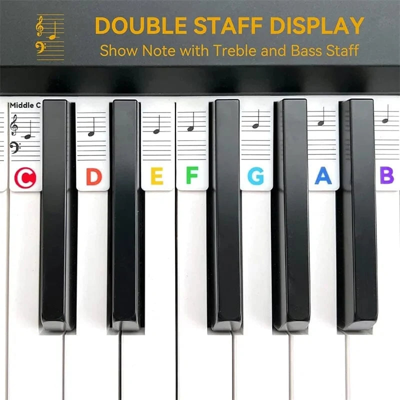 Piano & Keyboard Note Labels Reusable Silicone Double Staff
