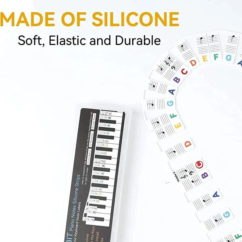 Piano & Keyboard Note Labels Reusable Silicone Double Staff