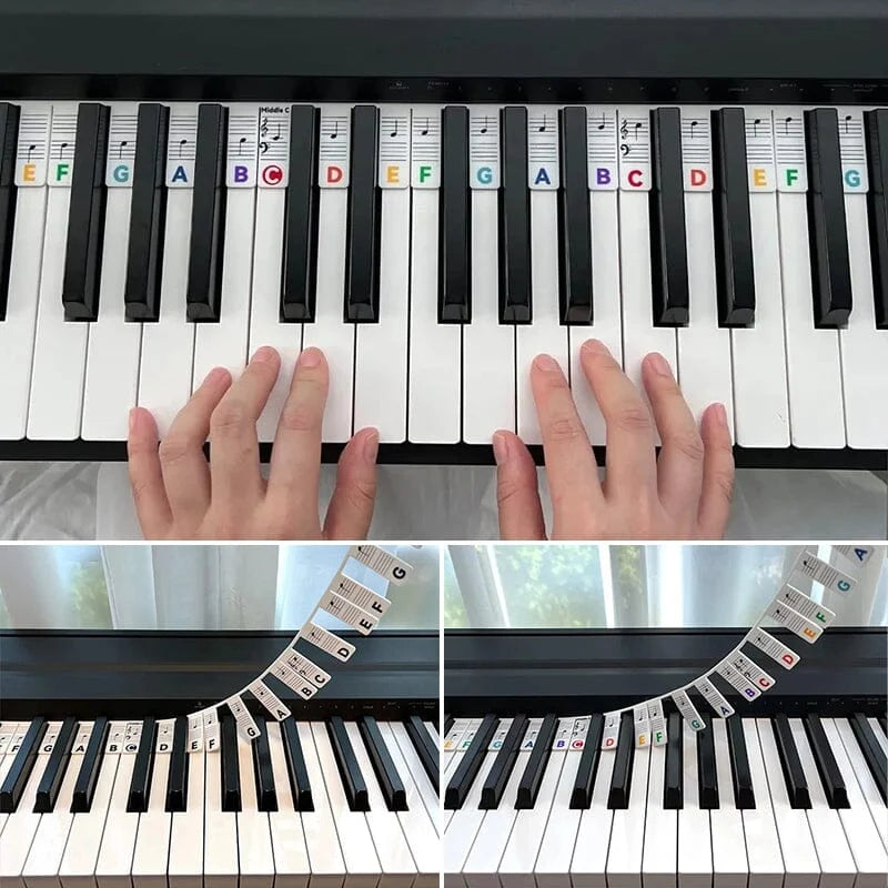 Piano & Keyboard Note Labels Reusable Silicone Double Staff