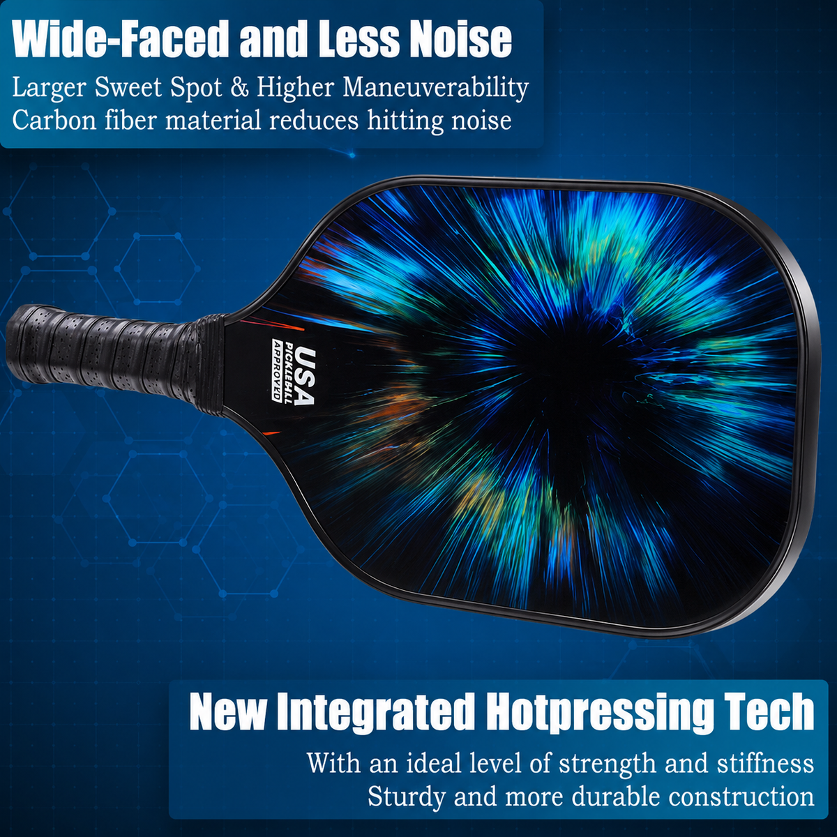 Pickleball Paddle Set Graphite Face Honeycomb Core Cushioned Grip