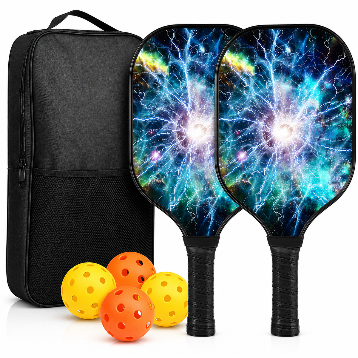 Pickleball Paddle Set Graphite Face Honeycomb Core Cushioned Grip