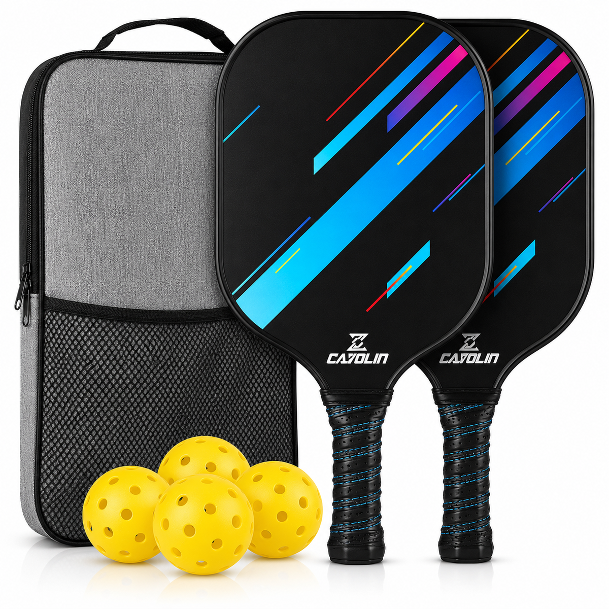 Pickleball Paddle Set Graphite Face Honeycomb Core Cushioned Grip