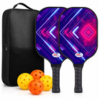 Pickleball Paddle Set Graphite Face Honeycomb Core Cushioned Grip