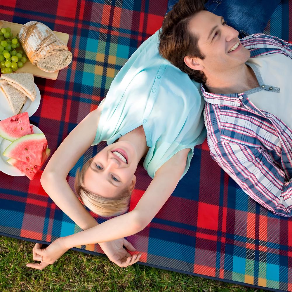 Picnic Blanket Foldable Soft Acrylic Top & Waterproof Bottom