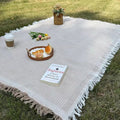 Picnic Blanket Woven Boho Tassel Fringe Lightweight & Foldable