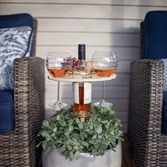 Picnic Table Foldable Anti-Wobble Spike Wine & Glass Holder