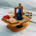 Picnic Table Foldable Wooden Wine & Glass Holders