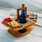 Picnic Table Foldable Wooden Wine & Glass Holders