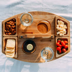 Picnic Table Foldable Wooden Wine & Glass Holders